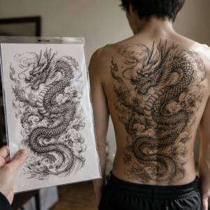 Full-Back Dragon Tattoo Sheet - lifestyle view