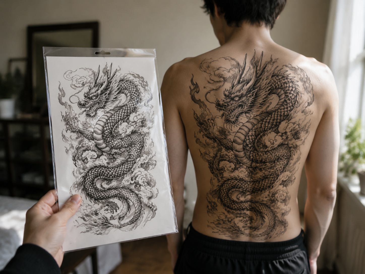Full-Back Dragon Tattoo Sheet - lifestyle view