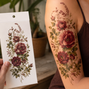 Half-Sleeve Floral Tattoo Sheet - lifestyle view